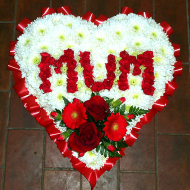 15" (38cm) Mum Heart Ribbon Edge