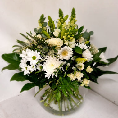 Large Hand tied bouquet with vase.