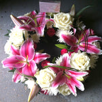 10" (25cm) Stunning Pink Lily & Rose Wreath
