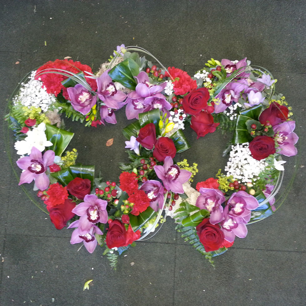 Double heart with orchids