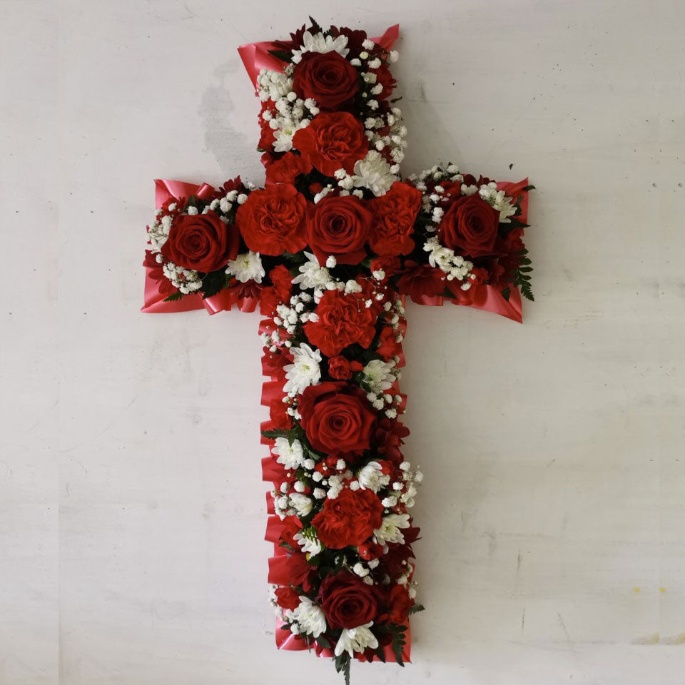 8" Red and white cross
