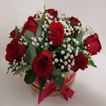 Hat Box of Red Roses